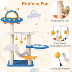 49" Space-Themed Cat Tree Tower – UFO Perch, Transparent Capsule, Hammock & Sisal Scratching Posts – 7-Level Modern Cat Condo for Indoor Cats