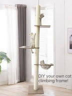 Transparent Cat Spoon Hammock for DIY Cat Tree Cat Tower Cat Apartment Sisal Scratching Post with Jumping Platform and Cat Ring DIY Cat Furniture Activity Center Kitten Playhouse (Beige)