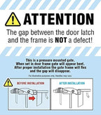 Regalo Safety 29-38.5" Baby Gate for Doorways & Bottom of Stairs, Pressure Mounted Baby Gate with Door for Babies, Toddlers & Pets, Tested & Safe for 30 Years, American Designed, American Owned, White