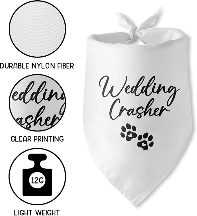 Wedding Crasher Dog Bandana Engagement Gifts for Couples Wedding Engagement Announcement Photo Prop Pet Scarf Accessories for Pet Dog Lovers Gifts