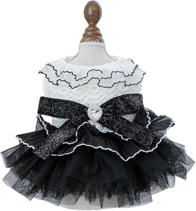 Fashion Sweet Puppy Dog Blingbling Princess Skirt Pet Dog Lace Cake Camisole Tutu Dress K-White-1 XS