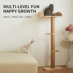 Cat Window Perch with Tall Scratching Posts, Inside 48 in Tall Climbing Tree Hammmock Mounted with Suction Cups for Climbing, Bird Watching, and Play, Supports 45 lbs