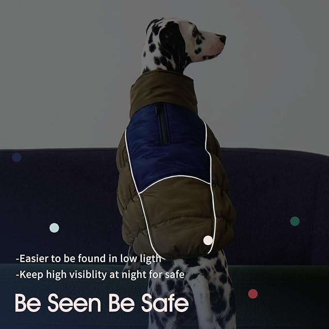 IECOii XXL Dog Coat, ZIPPED FLEECE & WATERPROOF Dog Winter Jacket, EXTRA LARGE for M/F Dogs