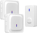 BN-LINK Wireless Doorbell with 2 Receivers, IP55 Waterproof 1000 Feet with 58 Chimes & LED Flash Adjustable Volume Wireless Door Bell, Perfect for Homes, Teachers Classroom Office (White)