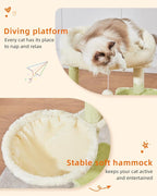 Taoqimiao Cat Tree,38.5-Inch Cat Tower for Indoor Cats,Suitable for Kittens with Luxurious cat condo with Adjustable Baskets and Luxurious Perch MS029SGB Green and Beige