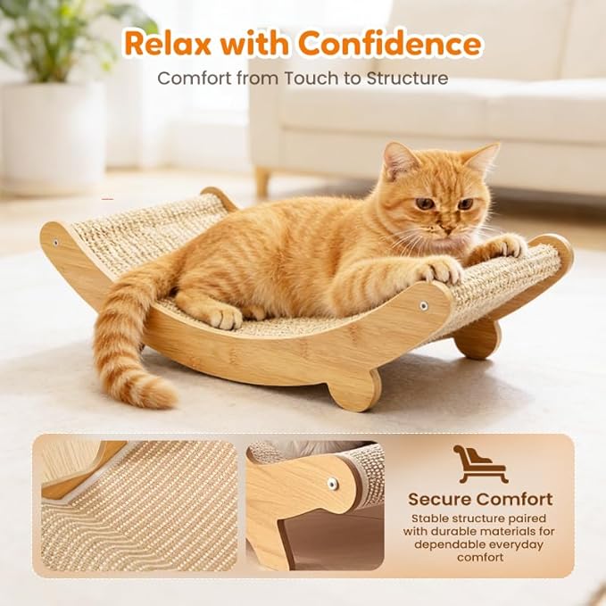 2026 New Cat Recliner Scraper Board, Large 2 in 1 Cat Recliner Scratch Board, Durable Cat Scratching Pad Cat Scratcher Bed Cardboard Cat Scratchers for Indoor Cats (A)