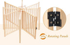 YOCAN Paint-Free Wooden Freestanding Dog Gates with Door for The House,Doorways, Stairs,Wood Dog Fences Indoor Pet Gate,Step Over Fence-6 Panel