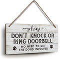 YZEXEZY Do Not Knock or Ring Doorbell Sign 6"x12"Dog Warning Wooden Sign for Front Door Hanger Gate Fence-Do Not Disturb