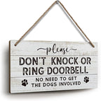 YZEXEZY Do Not Knock or Ring Doorbell Sign 6"x12"Dog Warning Wooden Sign for Front Door Hanger Gate Fence-Do Not Disturb