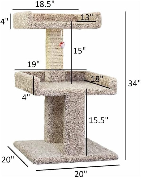 Cat Tree Perch for Large Cats - Durable Cat Play Tower Beige