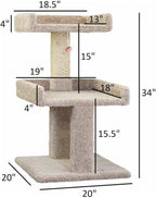 Cat Tree Perch for Large Cats - Durable Cat Play Tower Beige