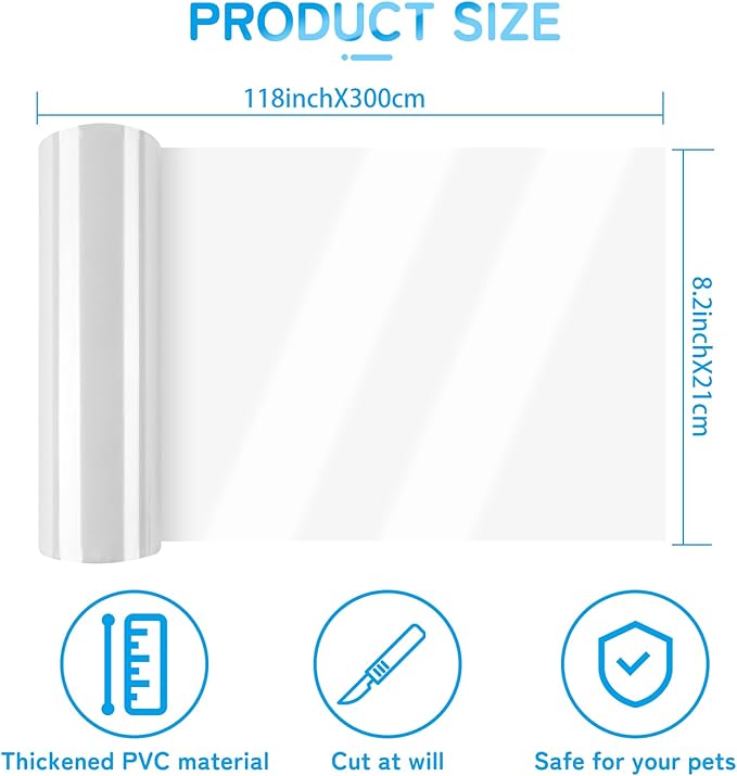 Door Protector from Dog Scratching, Cat Scratch Protector 8.3" x 118" Self-Adhesive Single Side Door Frame Furniture Protectors from Cats Dogs Scratch, Clear (118 X 8.2 INCH)