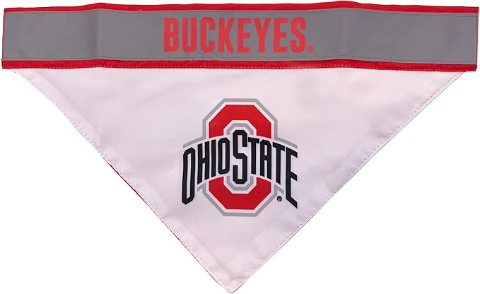 Pets First NCAA Ohio State Buckeyes TIE Bandana, Large/X-Large. Dog Football Reflective Bandana Scarf Bib for Pet, Cat, or Dog. The Ultimate Game-Day, Party Bandana