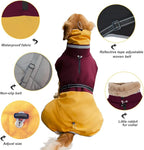 Waterproof Dog Winter Coat, Reflective Turtleneck Fleece Jacket with Snow Protection for Large Dogs, Cold Weather Pet Clothing (Yellow, L)