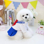 Tangpan Bow-Knot Student Cosplay Pet Costume Dog Skirt Camp Dress(Blue,S)
