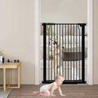40.55" Extra Tall Baby Gate for Doorways, 40.6-49.1 in Wide Dog Gate Indoor, Walk Through Tall Pet Gates No Drilling, Pressure Mounted Child Safety Gate with Door for House Doggie, Black