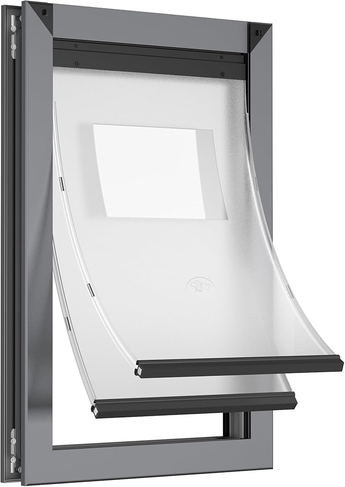 Rescumascer Aluminum Large Dog Door for Exterior Door, Doggy Door with Two Sliding Panels, Dog Door for Large Dogs up to 80 Lbs
