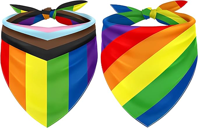 Whaline 2 Pack Gay Pride Day Dog Bandanas Triangle Pet Scarf Rainbow LGBTQ Flag Adjustable Washable Puppy Neckerchief Dog Bib for Medium Large Cat Costume Party Accessories