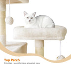82" Tall Cat Tree,Giant Cat Tree for Indoor Cats Large Adult, Heavy Duty Cat Tree Tower, Extra Large Cat Trees with Scratching Posts, Cat Condos, Hammock,Top Perch,Ramp (Beige)