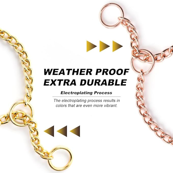 TSPRO Stainless Steel Heavy Duty Metal Dog Collar, Adjustable and Durable Pet Collar for Small Dogs, Ideal for Walking and Training (Rose Gold, 3MM*14-17 inches)