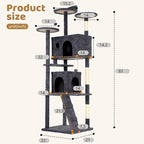 BestOffice 81 Inch Cat Tree, Multi-Level Cat Tower with Condo, Perches, Sisal Scratching Posts, Climbing Ladder,Indoor Activity Center Play House for Kittens & Adult Cats, Dark Gray