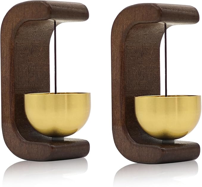 Magnetic Door Chime 2-Pack - Wooden Wind Chime Bells for Door Opening, Wireless Adhesive Entry Alert with Soft Chime for Home, Office, Shop, Pet Doors(Black Walnut)