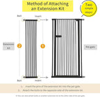Lumizone Extra Tall Cat Gate Extension Kit 61.02" High Pressure Mounted 2025 New 12.60" Extra Wide 1.37" Gap No Drilling Tall Pet Gate for Dogs (Black, 61.02" H x 12.60" W, Extension)