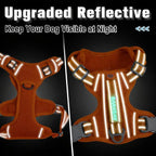 BARKBAY Dog Harness No Pull Oxford with ID Tag Pocket - Heavy Duty, Reflective, Easy Control for Large Dogs(Pumpkin Oxford,L)