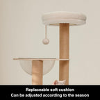 61'' Tall Real Solid Wood Cat Tower with Space Capsule Cat Bed, Top Bed with Toy Ball,Sisal Scratching Posts, Multi Cat Tree for Large Cats 20 lbs Heavy Duty