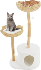 47in Cat Tree with Scratching Posts and Hammock, Tree Trunk Design Cat Tower, Plush Cat Condo with Hanging Toys, Cat Tree for Multiple Cats for Homes, Pet Shops, Living Rooms, Bedrooms