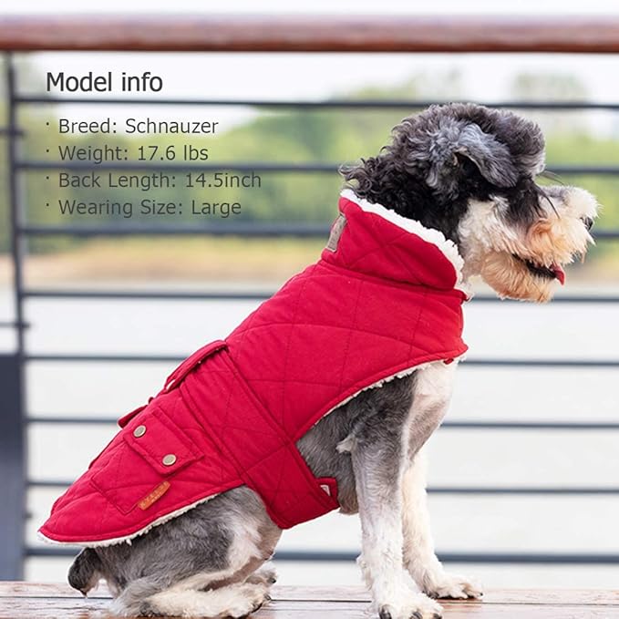 KYEESE Dog Coat Soft Pet Sweater for Cold Weather Warm Pet Winter Puffer Coat with Leash Hole Waterproof Dogs Jacket with Fleece Lined Windproof Dog Coats for Small Dogs Thick Pets Clothes with Pocket
