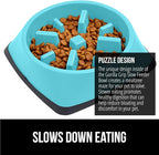 GORILLA GRIP Patented BPA Free Slow Feeder Dog Bowls, 4 Cup Interactive Puzzle Toy for Dogs and Cats Food Training Enrichment, Keeps Pets Busy and Prevents Puppy Overeating, Large Breeds, Turquoise