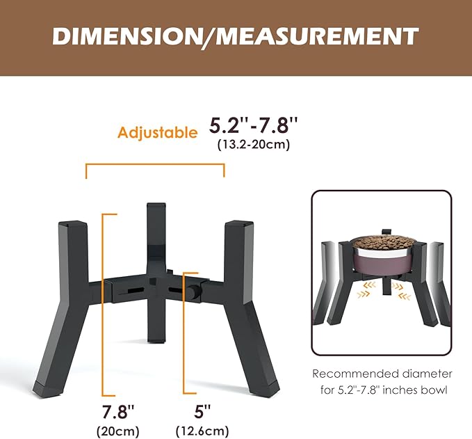Elevated Dog Bowl Stand for Small Dogs, Adjustable Width 5-8", Raised Dog Food Water Bowls Holder, Bowl Not Included