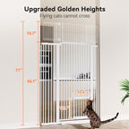COMOMY 71" Extra Tall Pet Gate for Cats, 29.5-43" Extra Wide Cat Gate with Adjustable Cat Door, Pressure Mounted Easy Walk Through Pet Gate with Door for Stairs, Doorways, Kitchen(White)