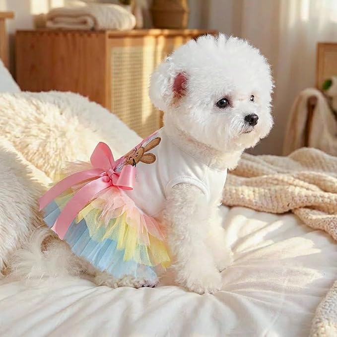 Furbabycare® Elegant Sweet Easter Puppy Dog Blingbling Princess Skirt Pet Dog Lace Cake Camisole Tutu Dress C-Easter Bunny-3 Large