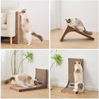 Petpals Cardboard Cat Scratching Pad, 24" Double Side L Shaped Corrugate Cardboard Scratching Pad, Couch Sofa Protector Scratcher,Cat Scratcher with Rattan Ball Toys.
