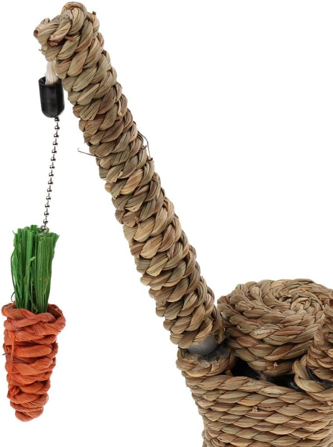 Litewoo Pet Climbing Tree Toy Rattan Grass Scratcher Bunny Toy Climbing Frame Activity Center with Carrot for Cat Rabbit Hamster Small Animal Toy