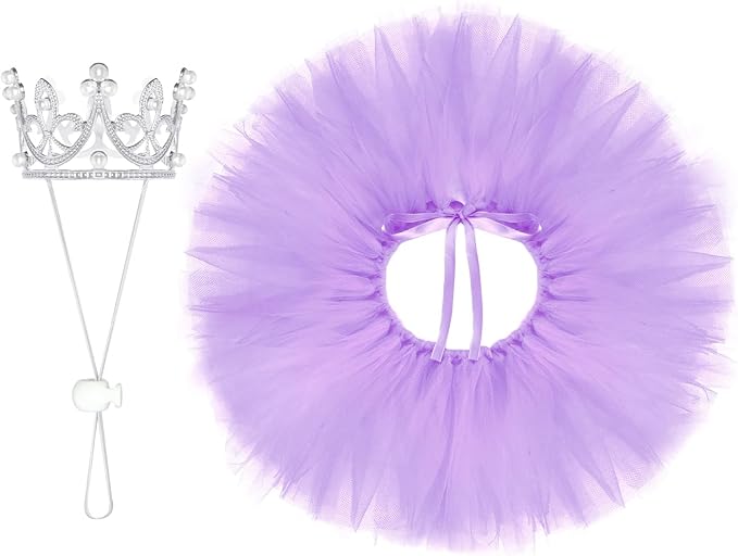 2 Pcs Dog Tutu Dress with Pearl Crown for Small Medium Pet Cat Dog Halloween Costume Dress for Ballet Birthday Party Wedding Photo Prop