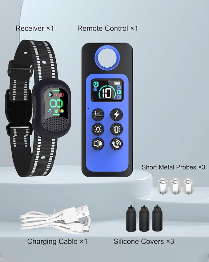 Dog Training Collar with Remote – 4500FT Range E-Collar with Voice, Beep, Vibration, Shock & Flashlight, Waterproof Rechargeable Dog Shock Collar for Small Medium Large Dogs
