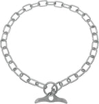 Herm Sprenger Chrome Plated Steel Fur Saver Dog Collar with Medium Links and Toggle Closure Professional Training Collar for Small Medium Large Dogs Correction Slip Chain Made in Germany (20in (50cm))