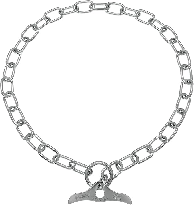 Herm Sprenger Chrome Plated Steel Fur Saver Dog Collar with Medium Links and Toggle Closure Professional Training Collar for Small Medium Large Dogs Correction Slip Chain Made in Germany (24in (60cm))
