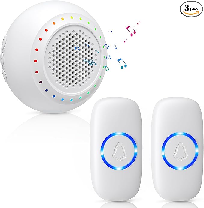 Doorbell Wireless Classroom Doorbell - PHYSEN Door Bells Ringer Chimes Wireless - Operating at 1000ft Range, 32 Ringtones, 4 Volume Levels, LED Flash - Waterproof Wireless Doorbells for Home Kids Room