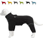 Lovelonglong Warm Coat, Windproof Jacket for Small Medium Large Dogs, 4 Legged Fleece Winter Coat With Zippered Closure, Black XXL