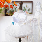 Fashion Sweet Puppy Dog Blingbling Princess Skirt Pet Dog Lace Cake Camisole Tutu Dress D-White L