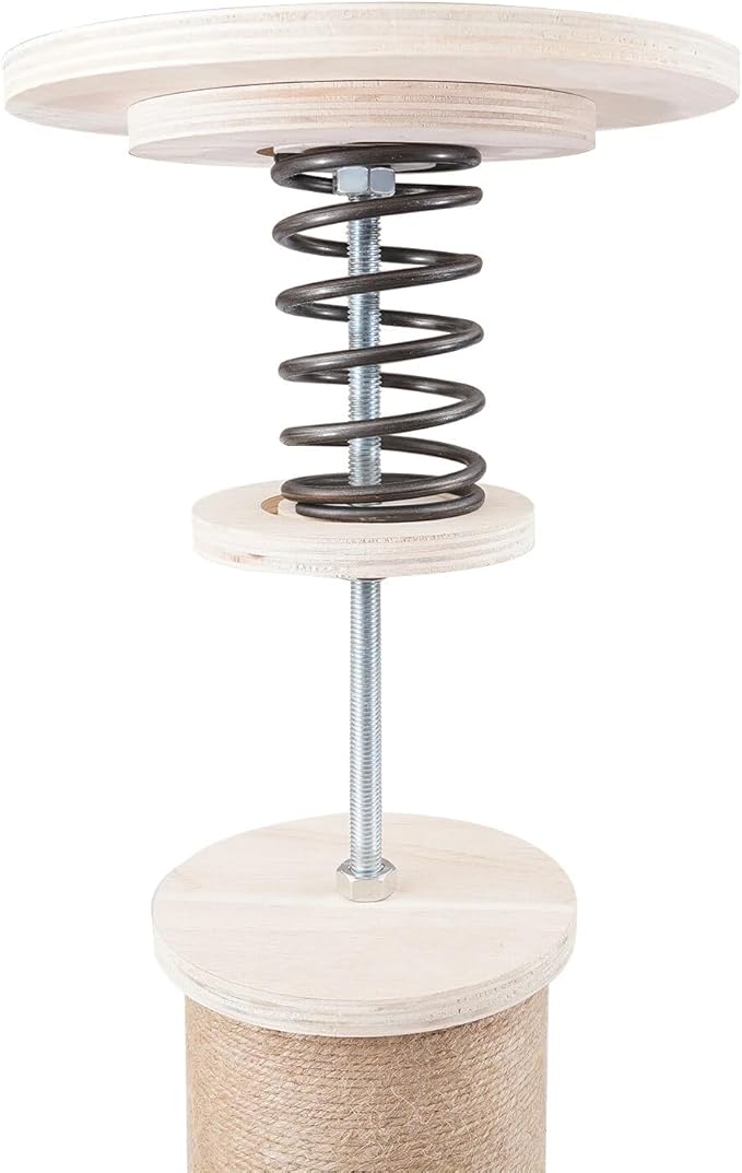4 Tiers Cat Tree Climbing Floor-to-Ceiling Tower,Cat Play Sisal Rope Scratching Post for Ceiling Height of 100.4-104.3"
