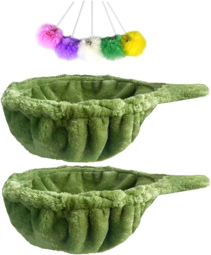 SHENGOCASE 13" 2-Pack Green Nest Basket Lounger Hammock Bed Replacement for Cat Tree Tower Replacement, 5-Pack Hanging Toys, Cat Tree Accessories Hammock Attachment (Medium 2pcs, Green)