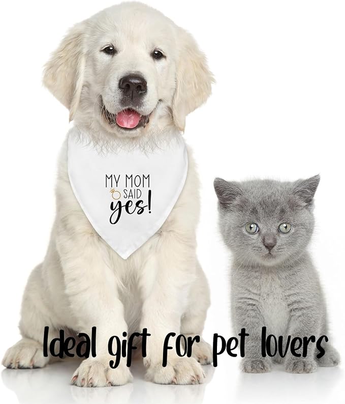 Dog Wedding Engagement Bandana Apparel & Accessories Pet Bandana Scarf Photo Prop My MOM Said yes! Wedding Outfit Funny Engagement Party Decorations Gifts