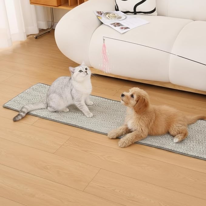 67''x15.7'' Extra Long and Thickened Sisal Cat Runner Rug, Wall Climbing Carpet, Sofa Protector, Durable Cat Wall/Door/Corner Scratcher, Attachable Scratch Pad for Indoor Cats, Hallway Rug(Fishbone)