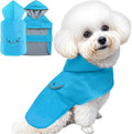 Dog Raincoat Dogs Rain Jacket Reflective Poncho Rainwear Waterproof Pet Clothes Winter Warm Lined Pocket Hooded Leash Hole Adjustable Medium Dogs,Blue,XXL