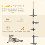 Premium Floor-to-Ceiling Cat Tree with Multiple Perches, Scratching Posts and Cozy Condos for Indoor Feline Play and Rest